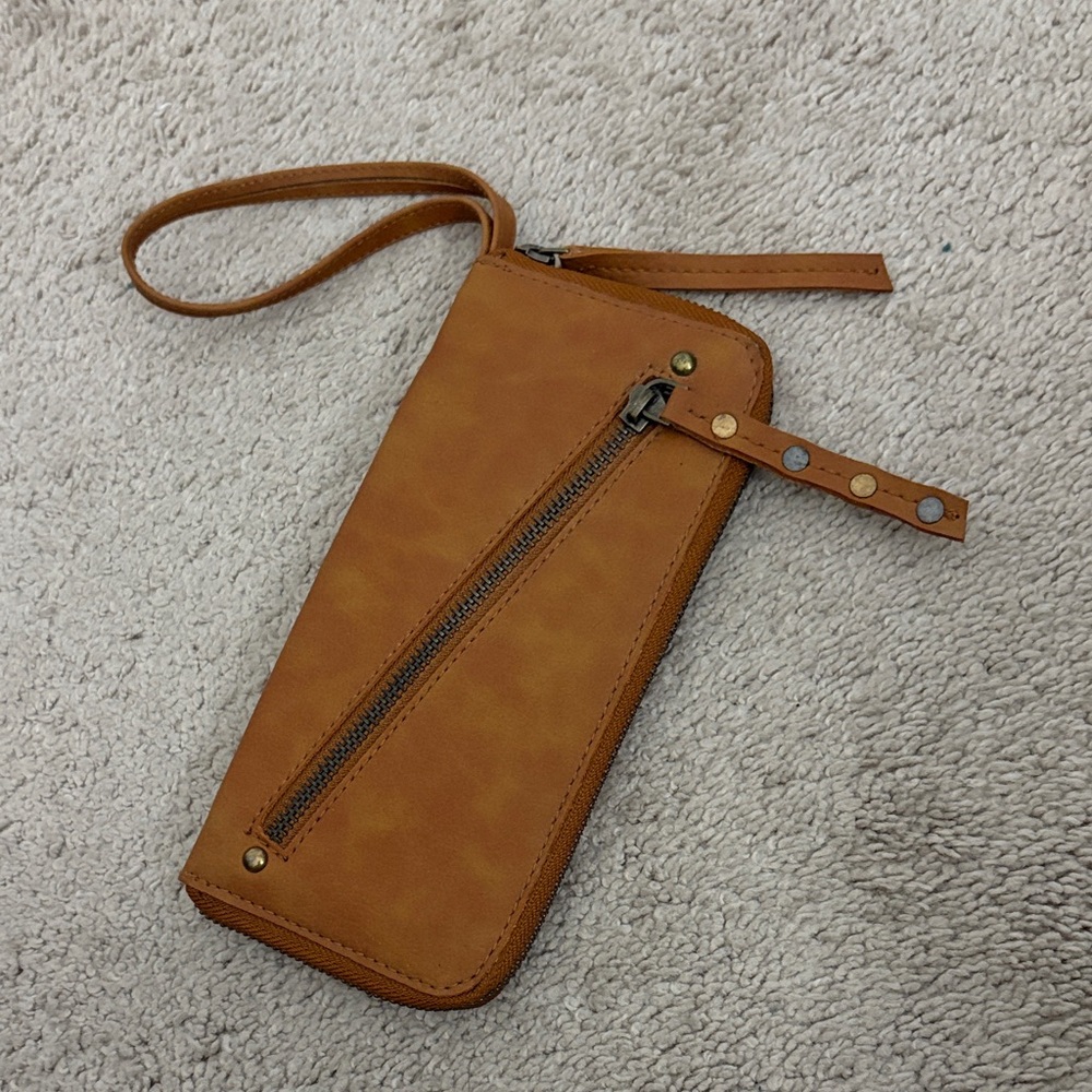 Free People brown distressed clutch wallet
